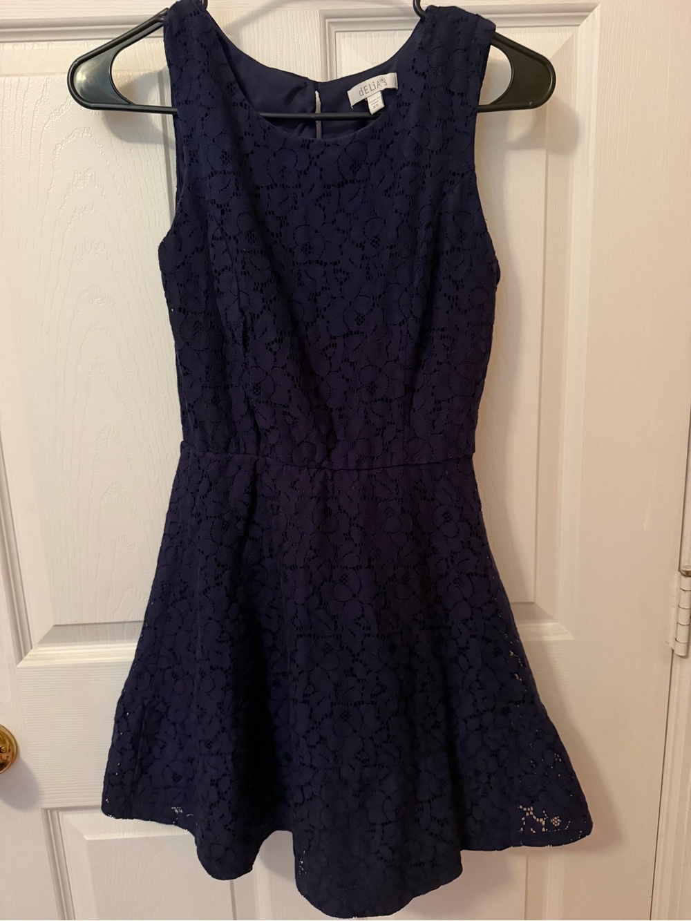 dELiA*s Navy Floral Lace A-Line Dress